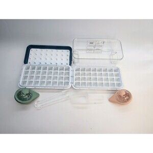 Double Stack Poppable Ice Cube Tray with Ball Molds and Ice Storage Bin